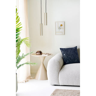 Annecy Beistelltisch Ø50 cm – Moderner Design Beistelltisch mit Keramikplatte in Travertin-Optik & Stahlgestell