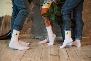 Lemon & Co Socken Zitrone – Bestickte Baumwollsocken für Kinder & Erwachsene – Family Look