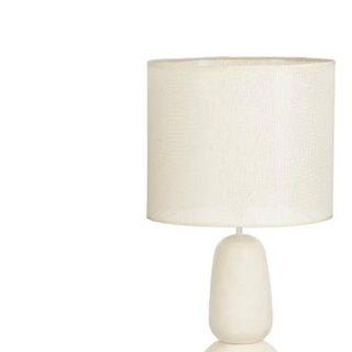 Menko Tischlampe 84 cm – Keramik Tischleuchte in Creme mit E27 Fassung, Moderne Nachttischlampe für Wohnzimmer & Schlafzimmer