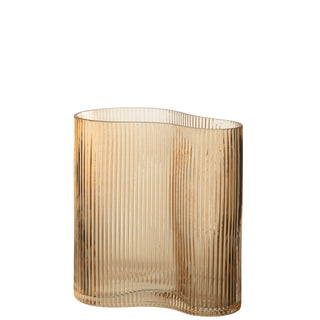J-Line Vase Gestreift - Glas - Braun - L