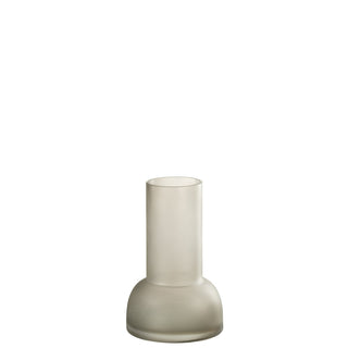 Vase und Kerzenhalter Duo, Glas, hellgrau, Hintergrund weiß