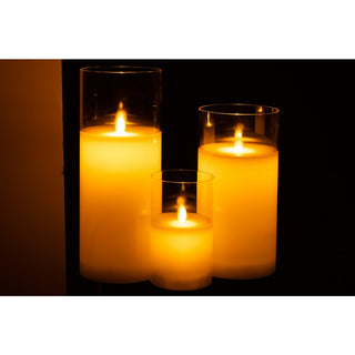 LED Kerze im Glas Transparent – Große LED Deko-Kerze 25 cm von J-Line