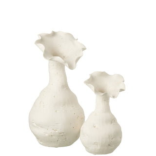 J-Line Keramikvase Weiß 38 cm – Hohe Design Blumenvase aus Keramik für – MÄDCHENZIMMER