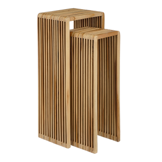 Yonker Pflanzentisch – 2er-Set – L35 x B25 x H80 cm – recyceltes Holz – Braun