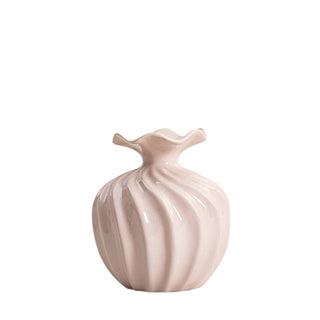 Vase | AURELIA | mit gewelltem Rand beige