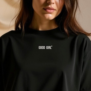 Statement Crop T-Shirt "GOOD GIRL - BAD HABITS" - White