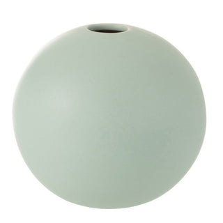 J-Line Keramikvase Grün 18 cm – Runde Design Blumenvase aus Keramik für moderne Wohndekoration