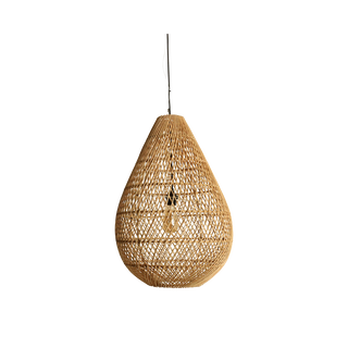 Labyrinth Hängelampe aus Rattan – Handgefertigte Pendelleuchte mit Flechtmuster