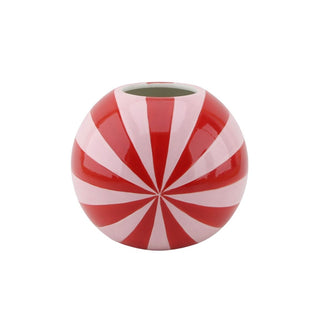 Große Swirl-Vase aus Dolomit – Bunte Wirbel-Dekovase | Housevitamin - Rot/Pink - 20x20x17cm