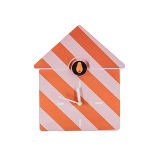 Housevitamin Wanduhr Kuckucks-Design – Orange/Rosa, 24x27x9 cm