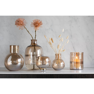 Braune Glasvase von J-Line – Elegante Vase aus Glas für Blumen & Wohnaccessoires, 19 cm