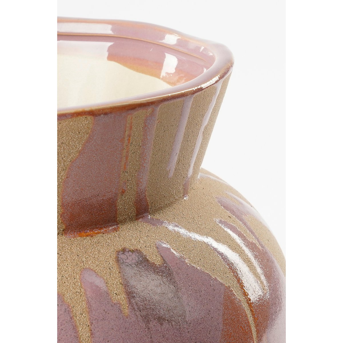 Javi Vase – H28 x Ø28 cm – Keramik – Rosa, Beige