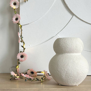 Moderne Keramik Vase Weiß – Geometrische Design Vase für Trockenblumen & Wohnzimmer Deko