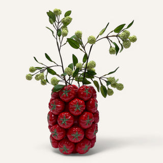 Handgemachte Tomatenvase – Keramik, 22 x 22 x 28 cm, Rote Dekoration für Zuhause