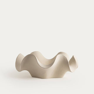 Dekoratives Tablett | EVANIA | mit wellenförmigem Rand, beige