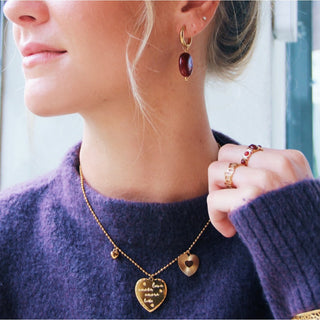 Bazou Statement-Charm-Halskette aus Edelstahl & Gold – Trendige Halskette 42 cm mit Verlängerung für Damen