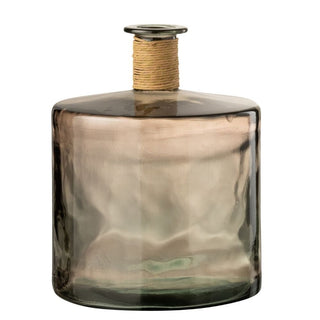Große braune Glasvase von J-Line – Moderne Design Vase Ø 35 cm