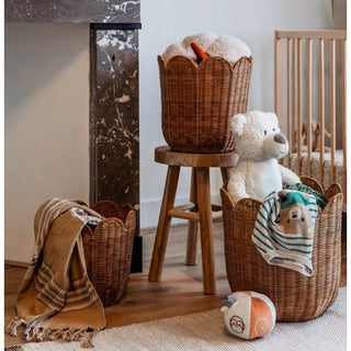 Rattankorb Set 3er – Aufbewahrungskörbe aus Rattan rund | Mica Decorations Eleta