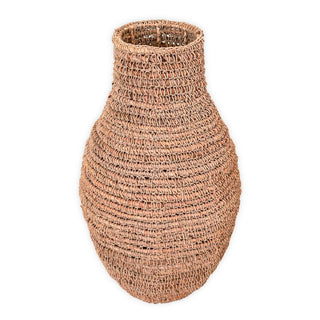 Gewebte Boho-Vase SAKRA aus Bananenfaser und Bast