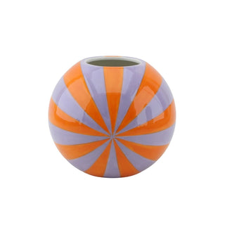 Große Swirl-Vase aus Dolomit – Bunte Wirbel-Dekovase | Housevitamin - Orange/Lila - 20x20x17cm