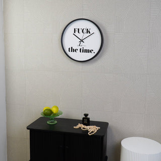 Wanduhr - 'Fuck the Time' - Schwarz/Weiß - 34x34x4 cm