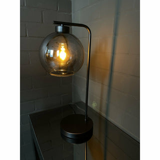 Xandy Tischlampe Schwarz – Moderne Designer Tischleuchte mit Rauchglas Ø20xH50 cm