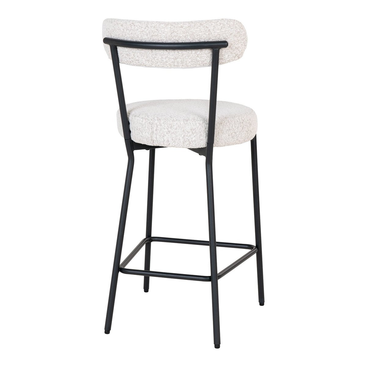 Badalona Counter Chair – Barhocker, weißes Bouclé mit schwarzen Beinen, HN1270