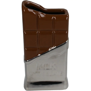 Vase Milk Chocolate Braun & Silber – Schokoladen-Vase aus Steingut