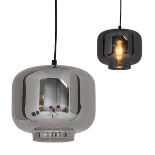 Pendelleuchte "VASO", Retro, Hängelampe, Metall und Rauchglas in Anthrazit, E27-Fassung, für Esszimmer, Wohnzimmer, Diele oder Büro, mit einem Øvon 25 cm