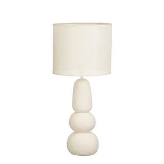 Menko Tischlampe 84 cm – Keramik Tischleuchte in Creme mit E27 Fassung, Moderne Nachttischlampe für Wohnzimmer & Schlafzimmer
