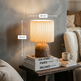 Tischlampe Braun mit plissiertem Schirm Ø22 cm – Frey Tischleuchte | Mica Decorations