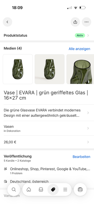 Vase | LUNNEL | grünes Glas | 19x21 cm