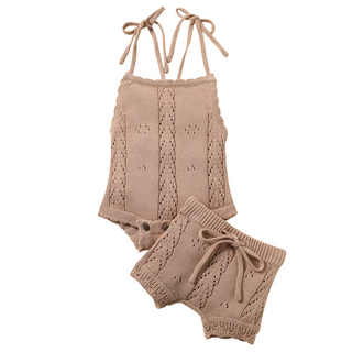 Baby Zweiteiler aus Feinstrick Baumwolle – Sommer Outfit mit Body & Hose – Annie&Charles