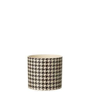 Blumentopf, Keramik, weiß/schwarz