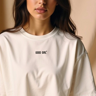 Statement Crop T-Shirt "GOOD GIRL - BAD HABITS" - White