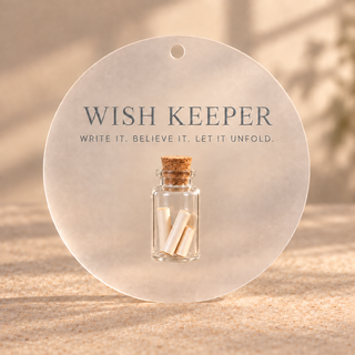 Wish Keeper Acrylscheibe mit Wunschfläschchen – satiniert, Ø 20 cm, Silber