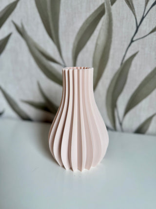 VASE 3D bauchig geriffelt bright beige