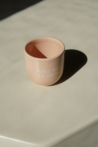 Becher Steingut Take me to PARIS Rosa