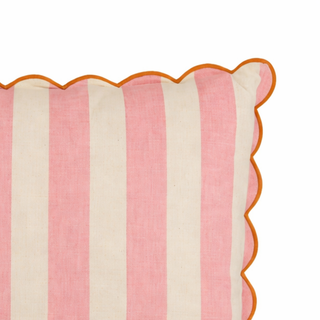 Dekokissen Rosa 45x45 cm – Gestreiftes Sofakissen mit Baumwolle & Leinen | Mica Decorations