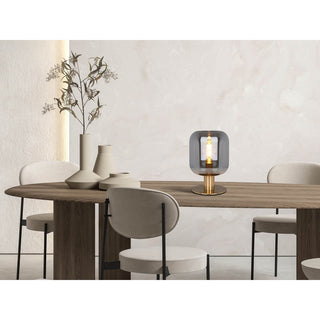 Tischleuchte Alessio – Rauchglas & Gold, 30 cm, E14