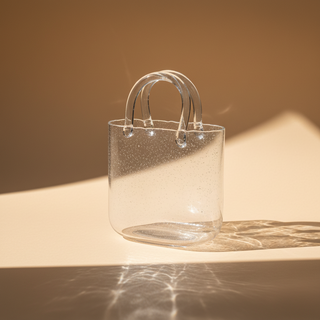 Handtaschen Vase aus Glas Transparent – Moderne Dekovase Nora 28 cm