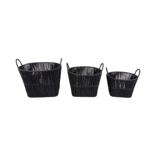 Körbe Jute geflochten schwarz 3er-Set