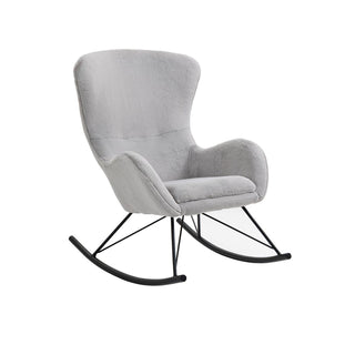 Schaukelstuhl in Lammfelloptik Hellgrau