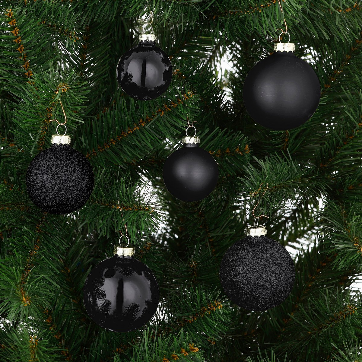 Christmas Balls Set - 42 Pieces - Ø7 cm - Glass - Black