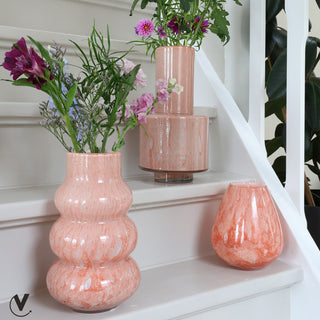 Vase The World Rosa Glasvase 30 cm – Mundgeblasene Designer Vase aus dickem Glas