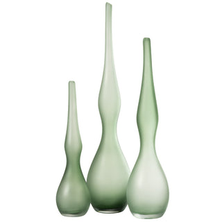 Set mit 3 Glasvasen Adria in Mintgrün – Gebogenes Flötenglas-Design von J-Line, 64 cm
