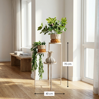 Pflanzenständer Beige 70 cm – 3-stufiger Blumenständer aus Eisen | Mica Decorations Salvo