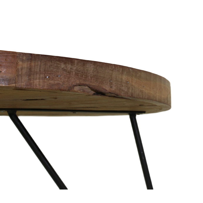 Couchtisch mit Hairpin-Beinen - 60 cm - Naturwachs - Teak/Eisen