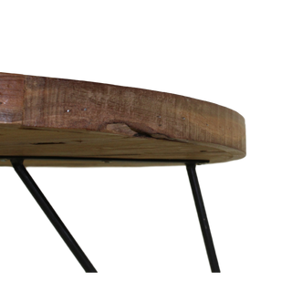 Couchtisch mit Hairpin-Beinen - 60 cm - Naturwachs - Teak/Eisen