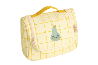 Kinder Kulturbeutel mit Spiegel „Pearfect“ – Reise Waschtasche mit Fächern für Kinder | Kosmetiktasche mit Birnen-Design